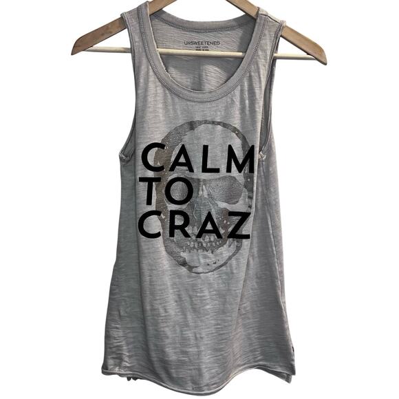Unsweetened Calm To Crazy‎ Skull Tank Size XS Made in USA Grunge Goth - Picture 1 of 8